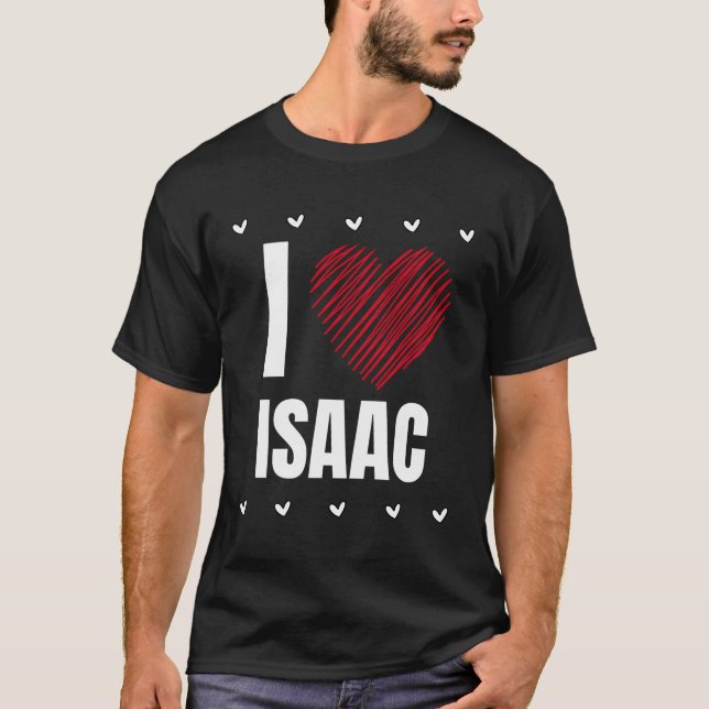 I Kärlek Isaac First Namn Coola Heart Funny Person T Shirt (Framsida)