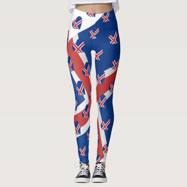 I Kärlek Island Islands Flagga Funny Leggings (Framsida)