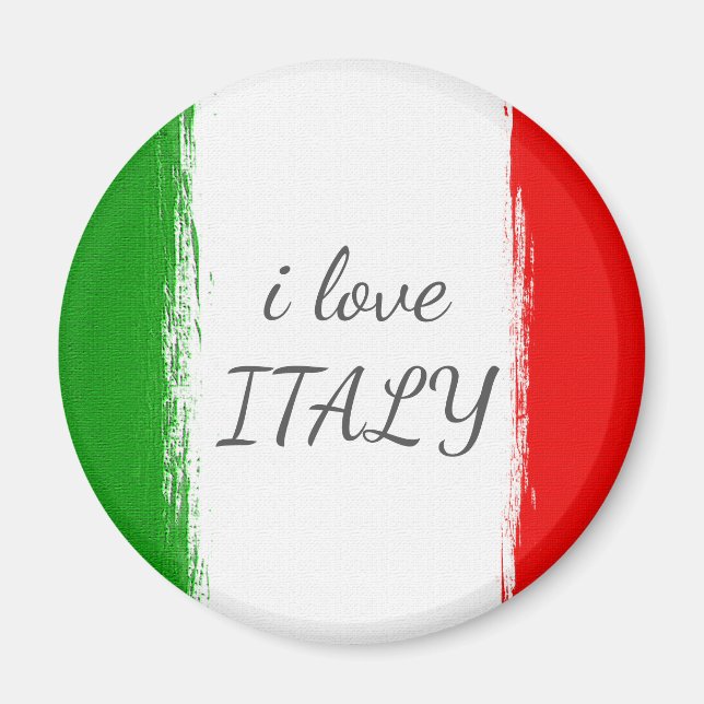 I kärlek Italien.Flagga av Italien. Magnet (Framsidan)