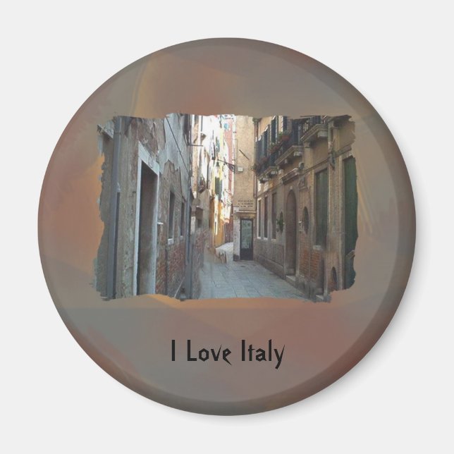 I Kärlek Italien - Italienska Side Street Magnet (Framsidan)