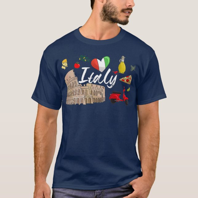 I Kärlek Italien och allt italienskt kulturstöd T Shirt (Framsida)
