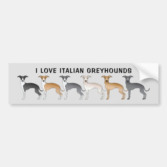 I Kärlek italiensk greyhound with cute Tecknad hun Bildekal (Framsidan)