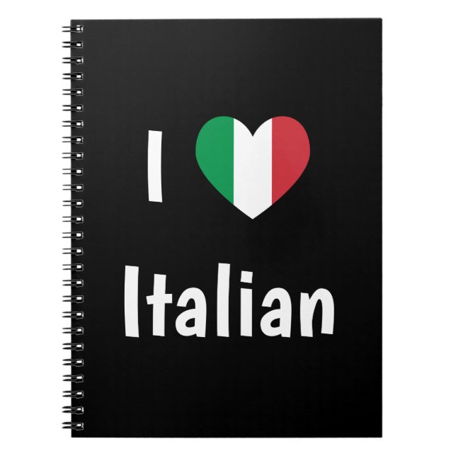 I Kärlek Italienska Flagga Heart Anteckningsbok (Framsidan)