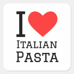 I kärlek Italienska pasta Fyrkantigt Klistermärke