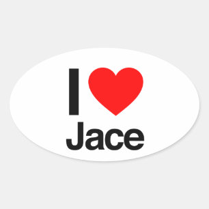 i kärlek jace ovalt klistermärke