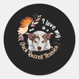 I Kärlek Jack Russell Terrier Hund Gift Runt Klistermärke