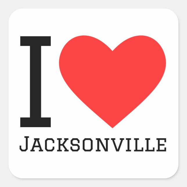 I kärlek Jacksonville Fyrkantigt Klistermärke (Framsida)