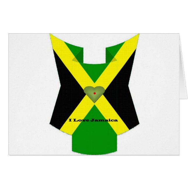 I Kärlek Jamaica National Flagga Färg Hälsningskort (Framsidan Horizontal)
