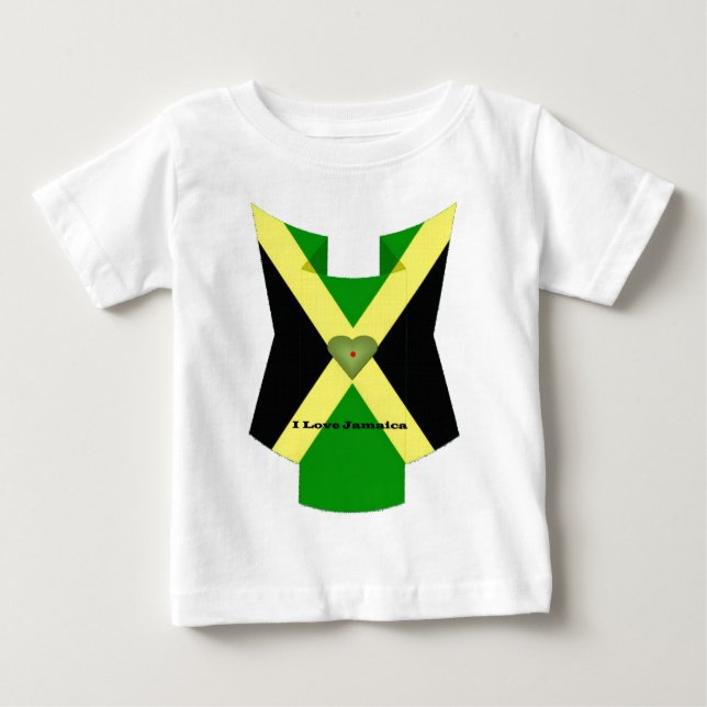 I Kärlek Jamaica National Flagga Färg Mönster Desi T-shirt (Framsida)