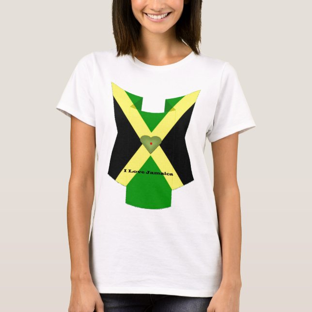 I Kärlek Jamaica National Flagga Färg Mönster Desi T-shirt (Framsida)