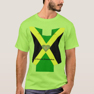 I kärlek Jamaica National Flagga Färg Tee Shirt