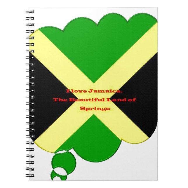 I Kärlek Jamaica Text om Flagga Print Anteckningsbok Med Spiral (Framsidan)