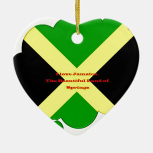 I Kärlek Jamaica Text om Flagga Print Julgransprydnad Keramik