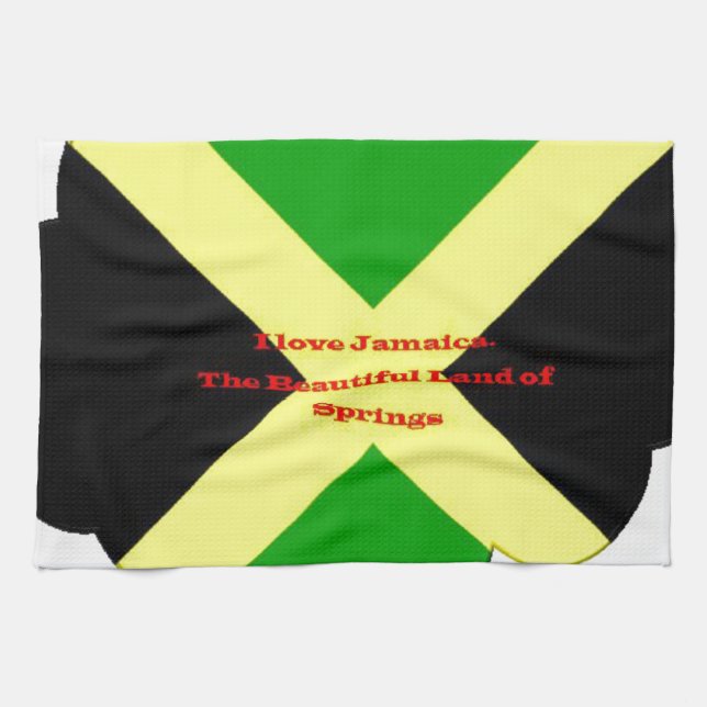 I Kärlek Jamaica Text om Flagga Print Kökshandduk (Horisontell)