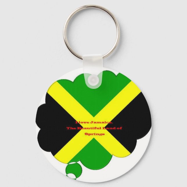 I Kärlek Jamaica Text om Flagga Print Nyckelring (Framsida)