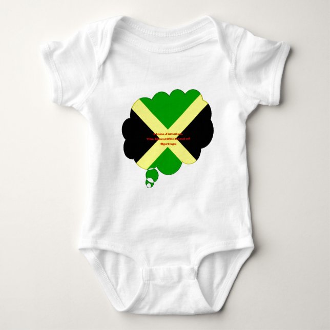 I Kärlek Jamaica Text om Flagga Print T Shirt (Framsida)