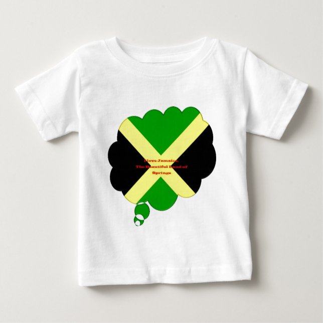 I Kärlek Jamaica Text om Flagga Print Tee (Framsida)