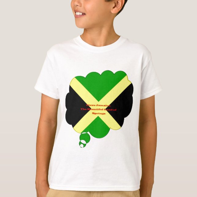 I Kärlek Jamaica Text om Flagga Print Tee (Framsida)
