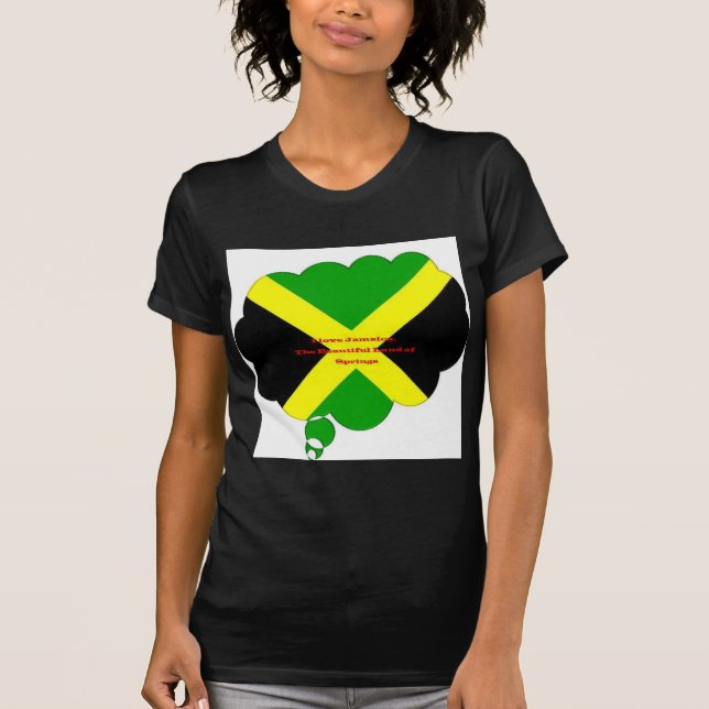 I Kärlek Jamaica Text om Flagga Print Tee Shirt (Framsida)