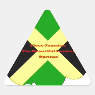 I Kärlek Jamaica Text om Flagga Print Triangelformat Klistermärke