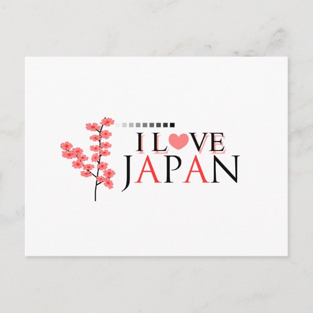 "I kärlek Japan"-design för Japan Älskare Vykort (Framsida)
