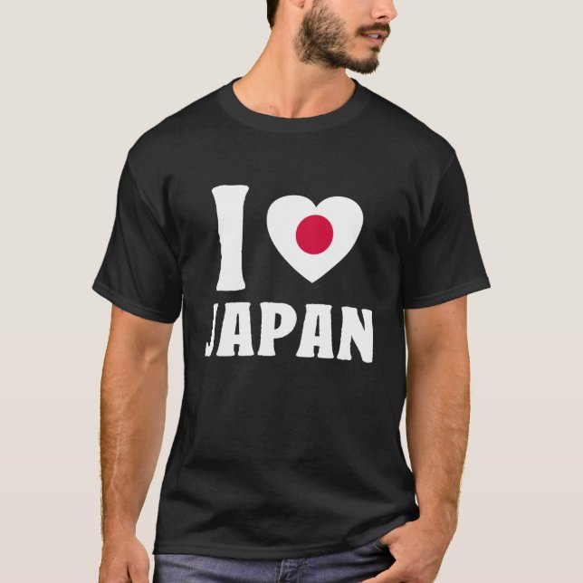 I Kärlek Japan Flagga Japanskt hjärta T Shirt (Framsida)