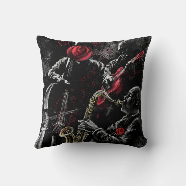 I Kärlek Jazz Music Dekorativ kudde (Baksida)