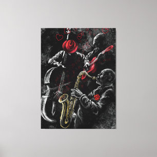 I Kärlek Jazz Music Kanvastryck - Painting Art