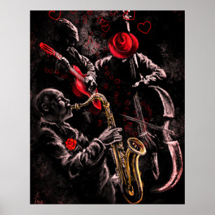 I Kärlek Jazz Music Poster Art