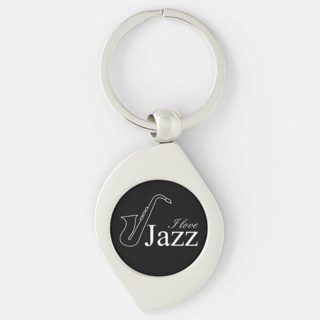 I kärlek jazz swirl silverfärgad nyckelring (Framsidan)