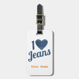 I kärlek Jeans vintage Mode Design with Seam Hear Bagagebricka