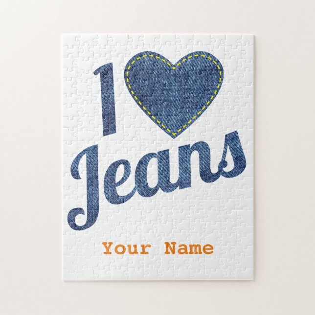 I kärlek Jeans vintage Mode Design with Seam Hear Pussel (Vertikal)