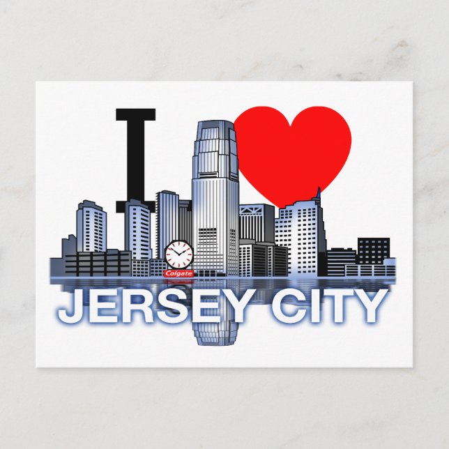 I kärlek Jersey City skyline Postcard Vykort (Framsida)