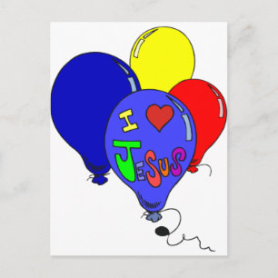 I Kärlek Jesus Balloons Vykort