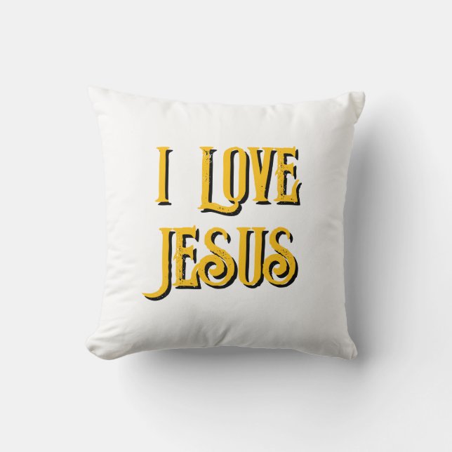 I Kärlek Jesus Christian Black White Guld Kudde (Framsida)
