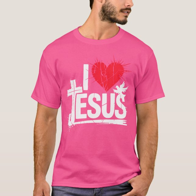 I Kärlek Jesus Christian T Shirt (Framsida)