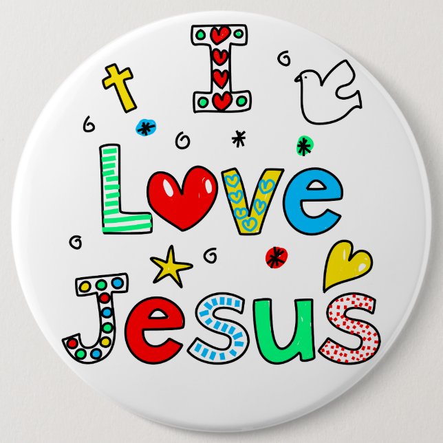 I Kärlek Jesus I Doodles I Colossal 6x6 Button Knapp (Framsida)