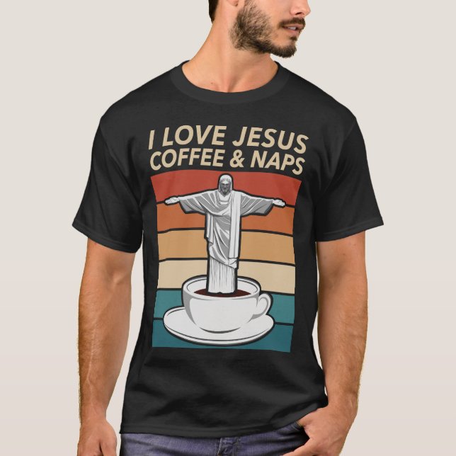 I Kärlek Jesus kaffe och Naps T Shirt (Framsida)