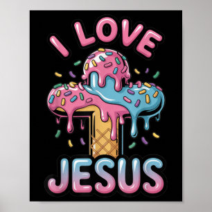 I Kärlek Jesus Kids Christian Ice Cream Drip Boys  Poster