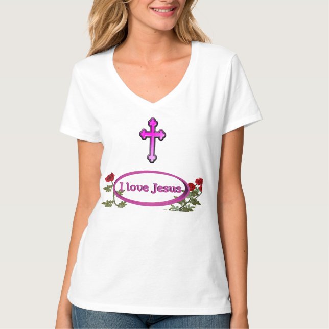 I kärlek Jesus kvinnokläder T Shirt (Framsida)