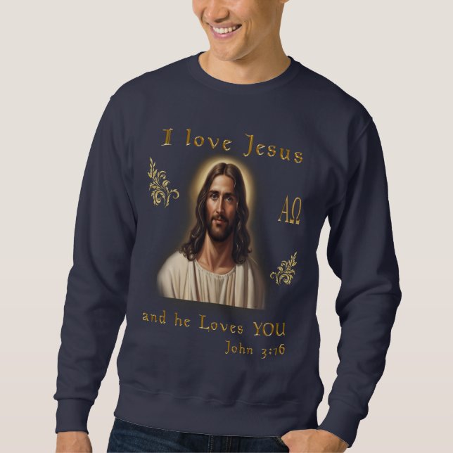 I kärlek Jesus Lång Ärmad Tröja (Framsida)