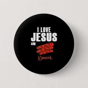 I Kärlek Jesus och Bacon Funny Christian Religiö Knapp