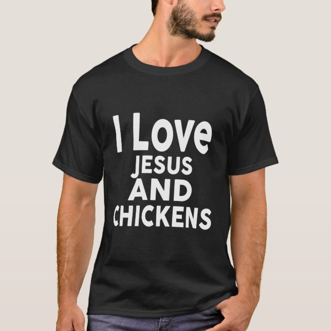 I Kärlek Jesus och Chickens design, en fin kycklin T Shirt (Framsida)