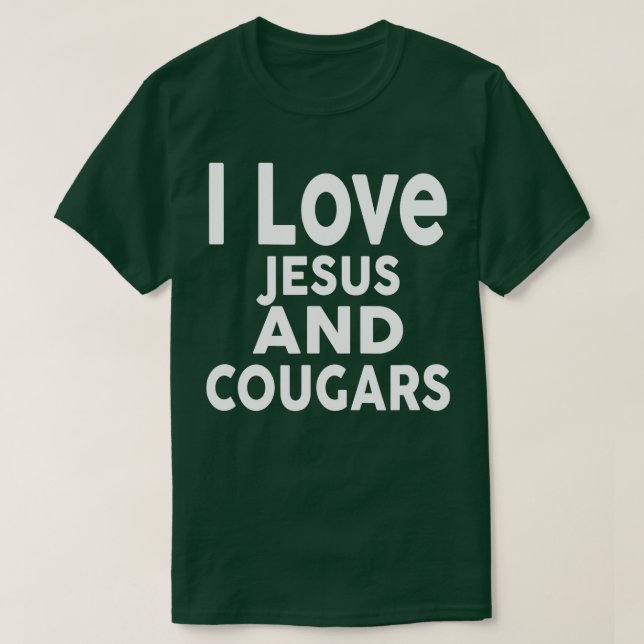 I Kärlek Jesus och COUGARS Funny COUGAR  T Shirt (Design framsida)