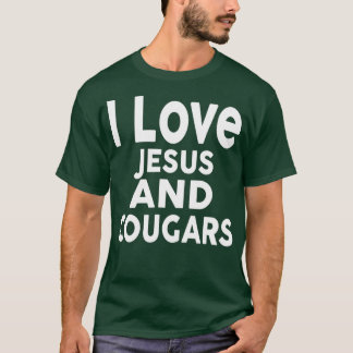 I Kärlek Jesus och COUGARS Funny COUGAR T Shirt