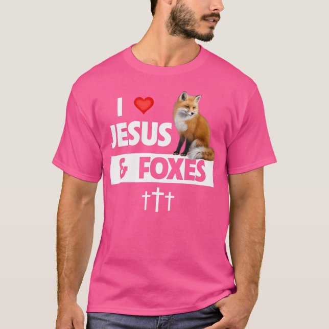 I Kärlek Jesus och Foxes Zoo Wildlife Natature Fox T Shirt (Framsida)