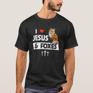 I Kärlek Jesus och Foxes Zoo Wildlife Natature Fox T Shirt