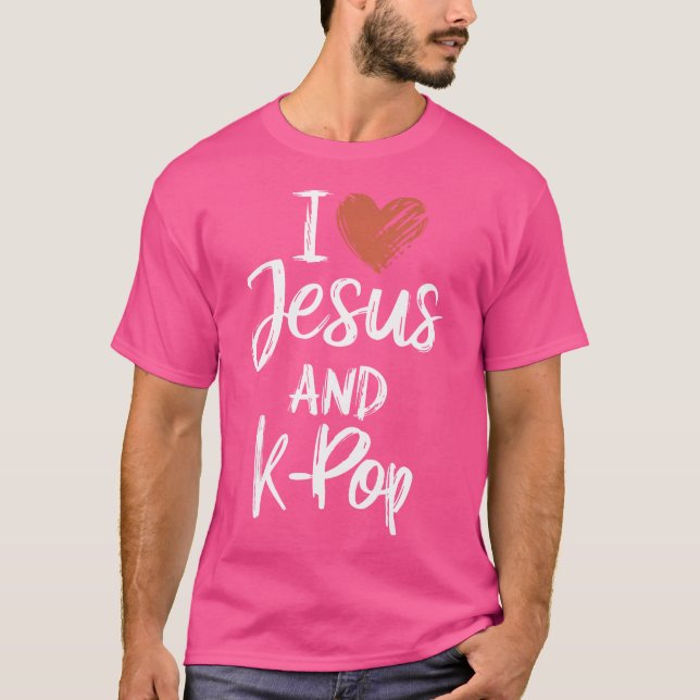 I Kärlek Jesus och K-Pop Christian Religiösa K-Pop T Shirt (Framsida)