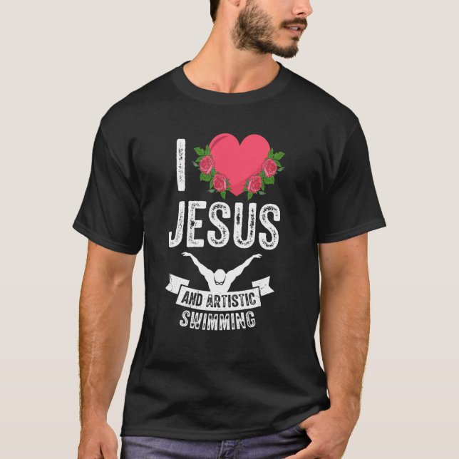 I Kärlek Jesus och konstsimmande Simma 1 T Shirt (Framsida)