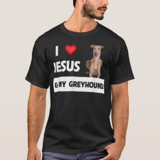 I Kärlek Jesus och min greyhound Hund Pet Pare Par T Shirt